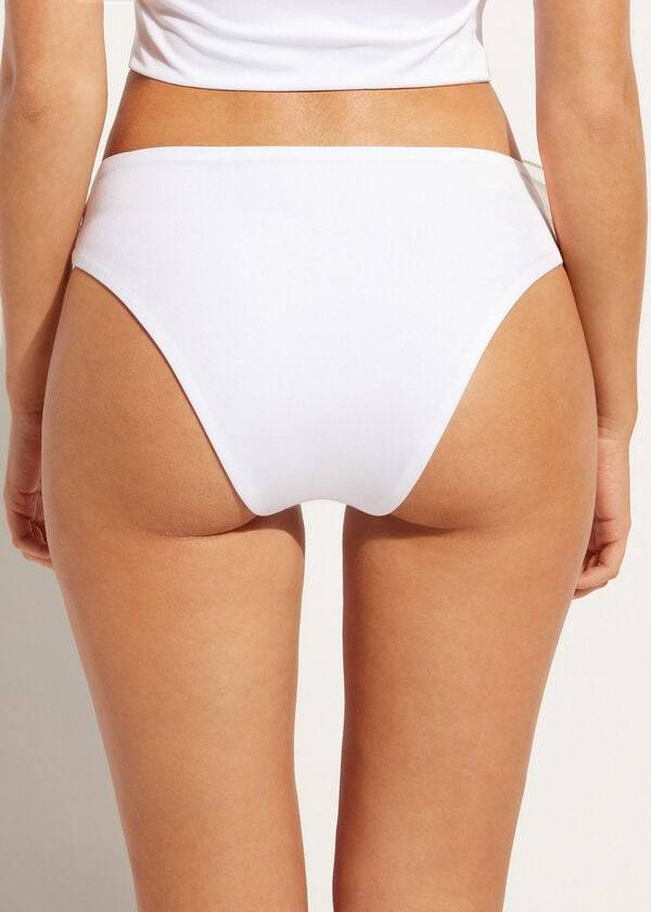 Bikini Bottoms Calzedonia High-Waist Bora Bora Branco | BR1454QZ