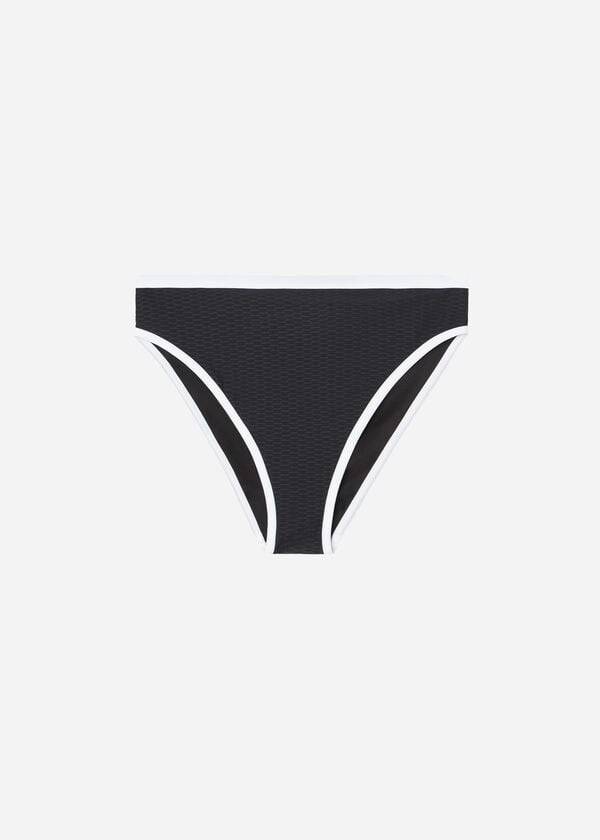 Bikini Bottoms Calzedonia High Waist Coimbra Pretas Branco | BR1422XF