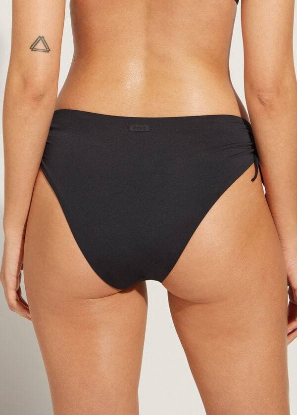 Bikini Bottoms Calzedonia High-Waist Drawstring Indonesia Pretas | BR1455WY