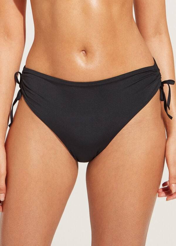 Bikini Bottoms Calzedonia High-Waist Drawstring Indonesia Pretas | BR1455WY