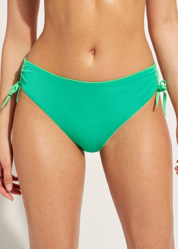 Bikini Bottoms Calzedonia High-Waist Drawstring Indonesia Verdes | BR1456EX