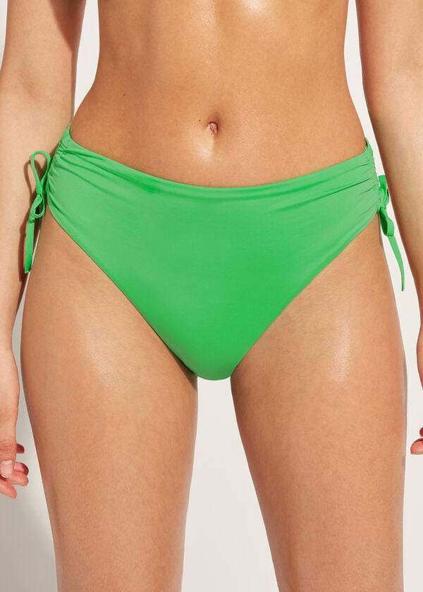 Bikini Bottoms Calzedonia High-Waist Drawstring Indonesia Verdes | BR1456EX