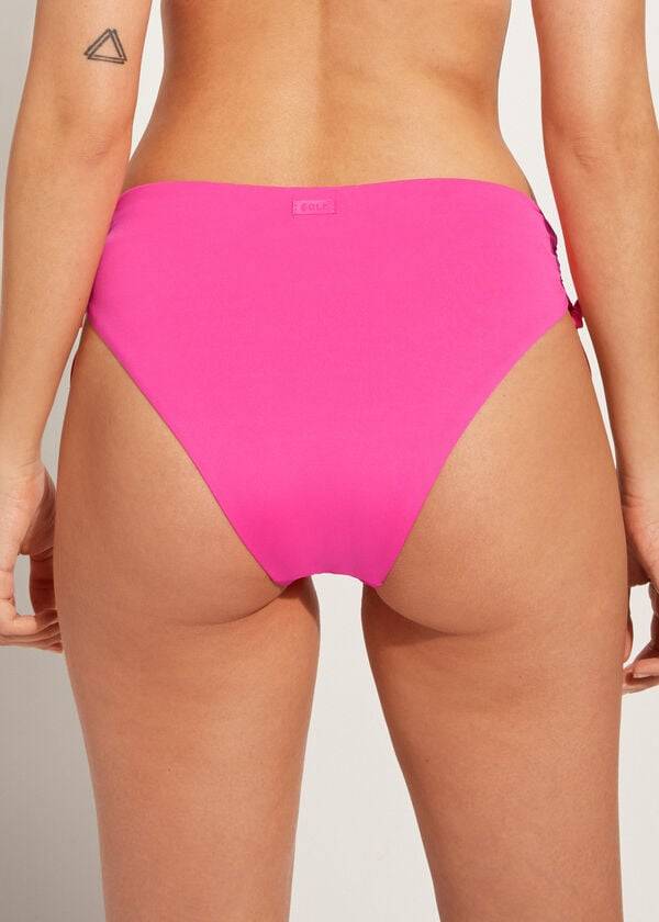 Bikini Bottoms Calzedonia High-Waist Drawstring Indonesia Rosa | BR1457RW