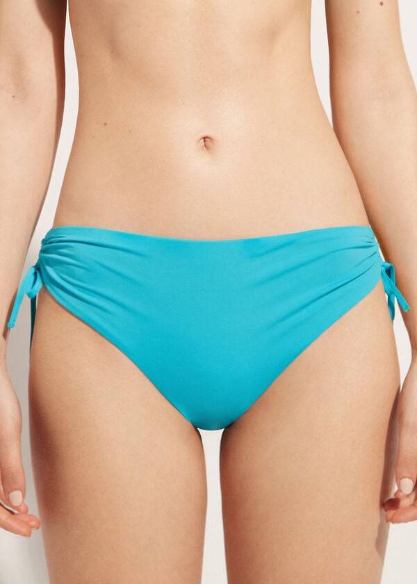 Bikini Bottoms Calzedonia High-Waist Drawstring Indonesia Turquesa | BR1458TV