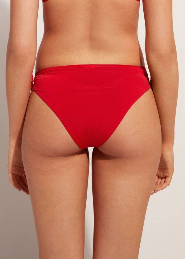 Bikini Bottoms Calzedonia High-Waist Drawstring Indonesia Vermelhas | BR1459YU