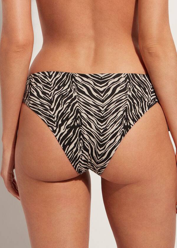 Bikini Bottoms Calzedonia High-Waist Drawstring Nairobi Pretas | BR1460UT