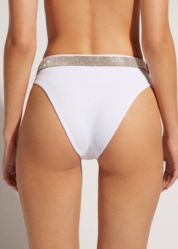 Bikini Bottoms Calzedonia High Waist Dubai Branco | BR1423CE