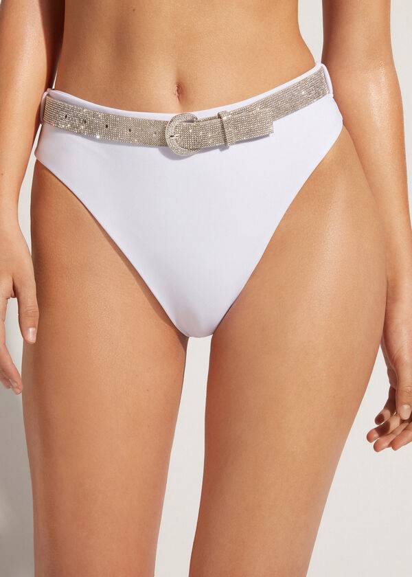 Bikini Bottoms Calzedonia High Waist Dubai Branco | BR1423CE