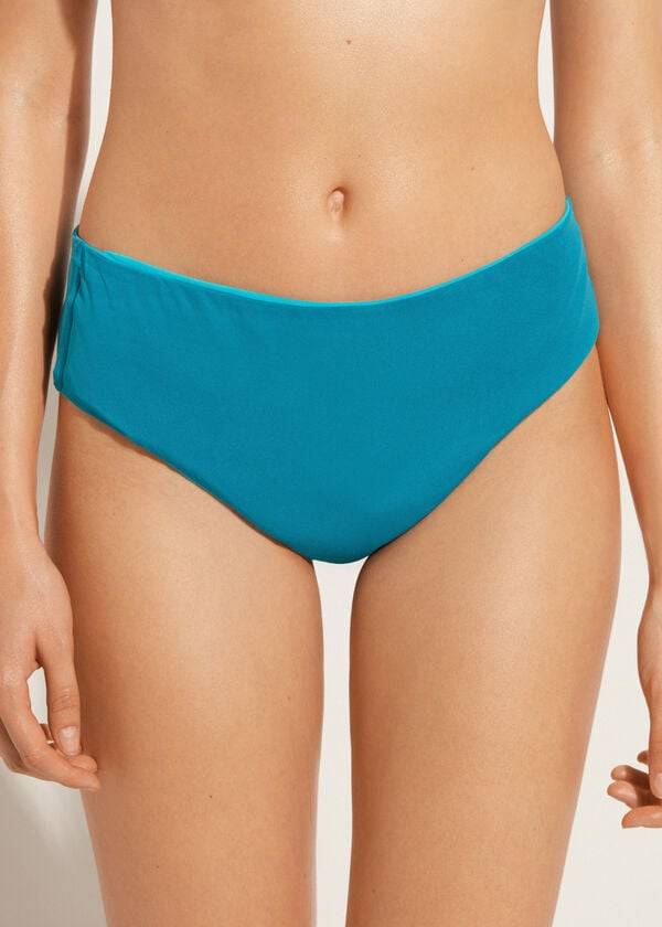 Bikini Bottoms Calzedonia High Waist Indonesia Eco Turquesa Verdes | BR1433YU