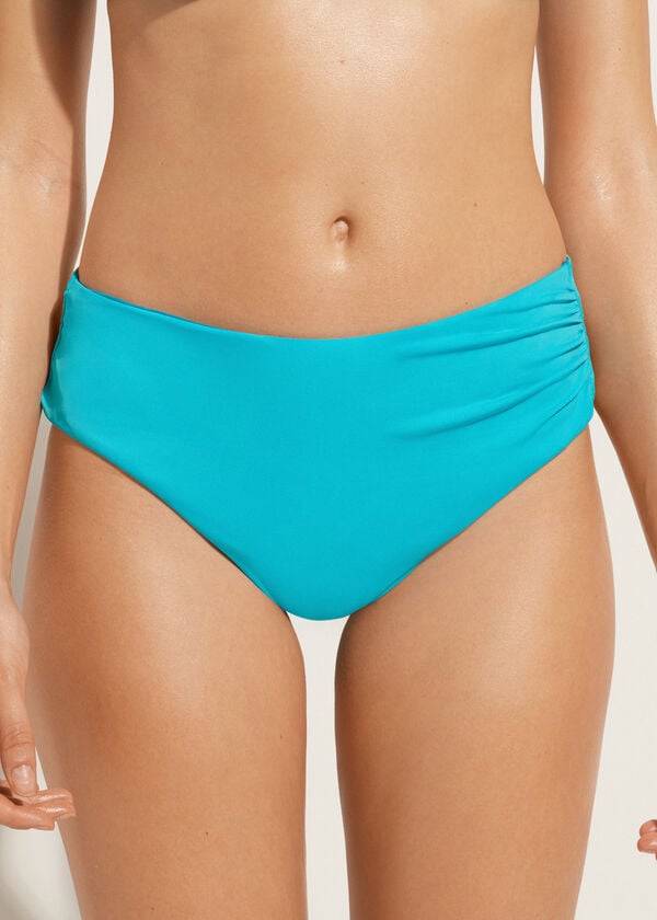 Bikini Bottoms Calzedonia High Waist Indonesia Eco Turquesa Verdes | BR1433YU