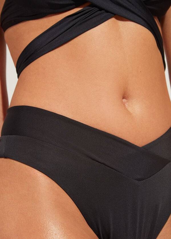 Bikini Bottoms Calzedonia High-Waist V-Cut Brazilian Indonesia Pretas | BR1461IS