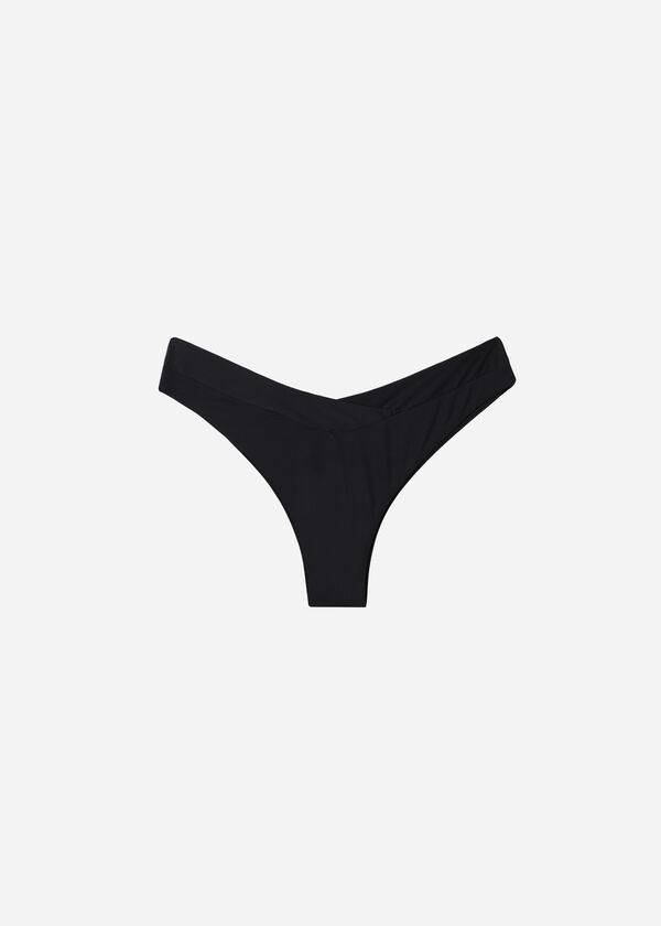 Bikini Bottoms Calzedonia High-Waist V-Cut Brazilian Indonesia Pretas | BR1461IS