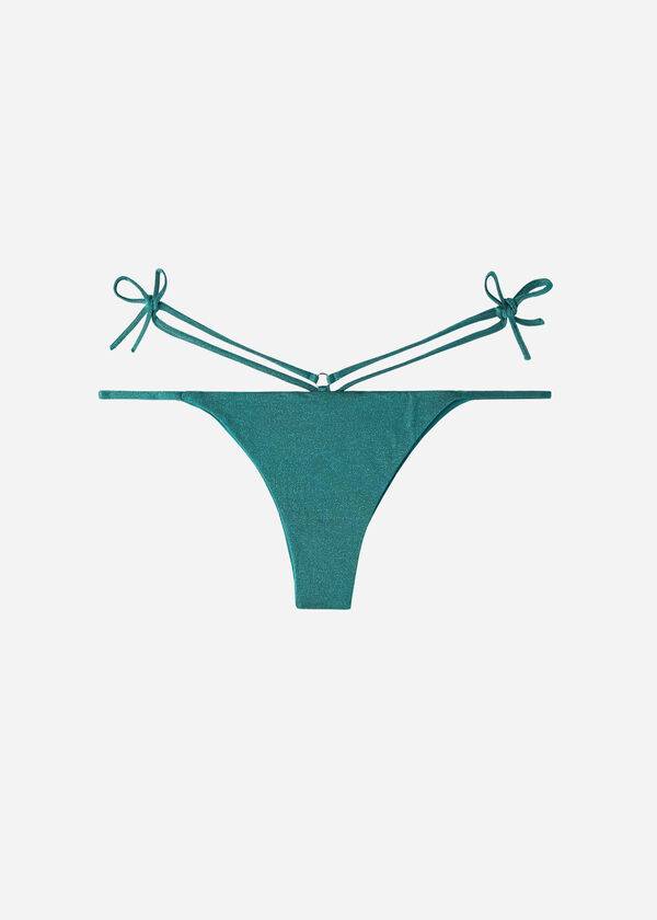 Bikini Bottoms Calzedonia Lamé Brazilian Side String Hollywood Verdes | BR1486UT