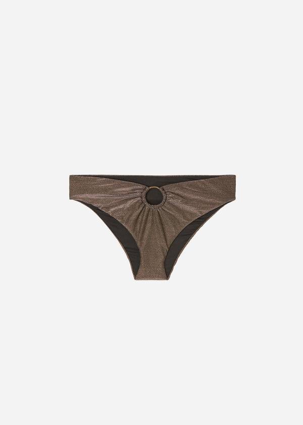 Bikini Bottoms Calzedonia Lamé High Waist Hollywood Pretas | BR1487IS