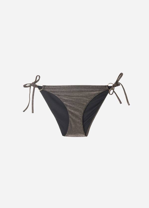 Bikini Bottoms Calzedonia Lamé String Hollywood Pretas | BR1490AP