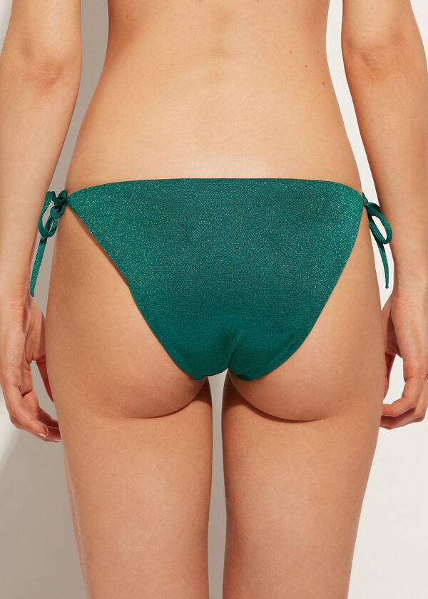 Bikini Bottoms Calzedonia Lamé String Hollywood Verdes | BR1491SO