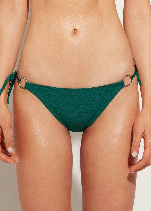 Bikini Bottoms Calzedonia Lamé String Hollywood Verdes | BR1491SO