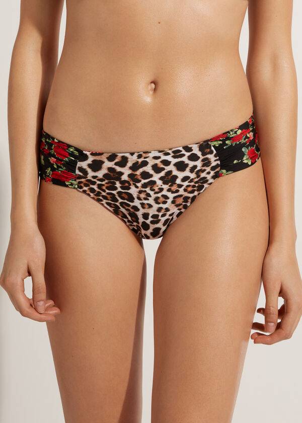 Bikini Bottoms Calzedonia Reversible Ruched Nizza Rosa | BR1513IS