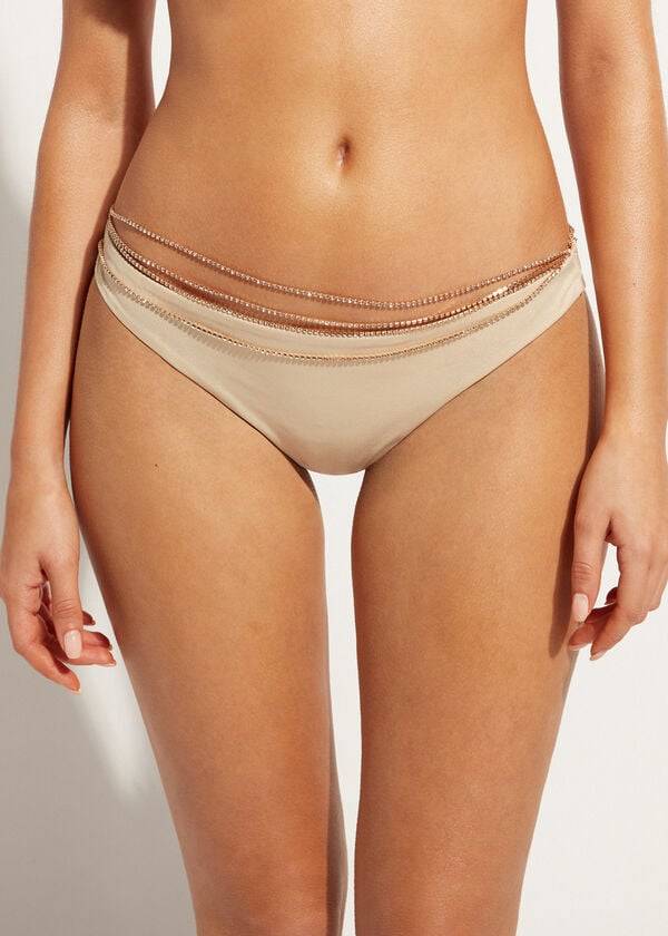 Bikini Bottoms Calzedonia Rhinestone Brazilian Luxor Douradas | BR1515PQ