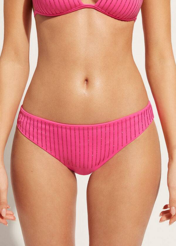 Bikini Bottoms Calzedonia Rhinestone Shanghai Rosa | BR1521HK