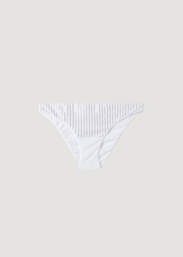 Bikini Bottoms Calzedonia Rhinestone Shanghai Branco | BR1523KI