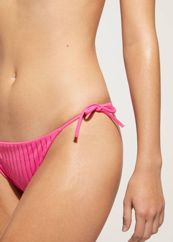 Bikini Bottoms Calzedonia Rhinestone String Shanghai Rosa | BR1525ZG