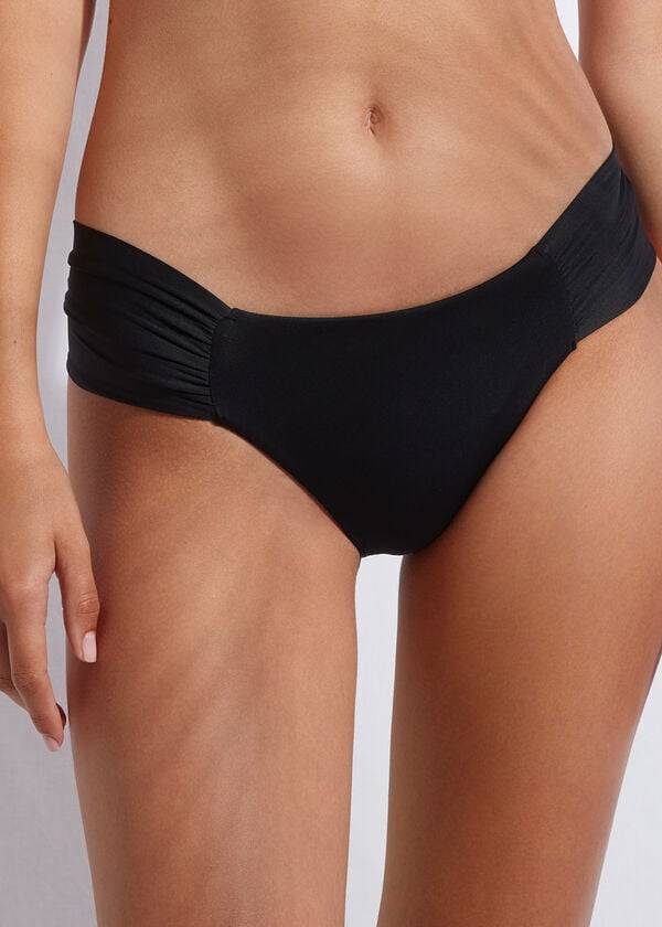 Bikini Bottoms Calzedonia Ruffled Indonesia Pretas | BR1530NB