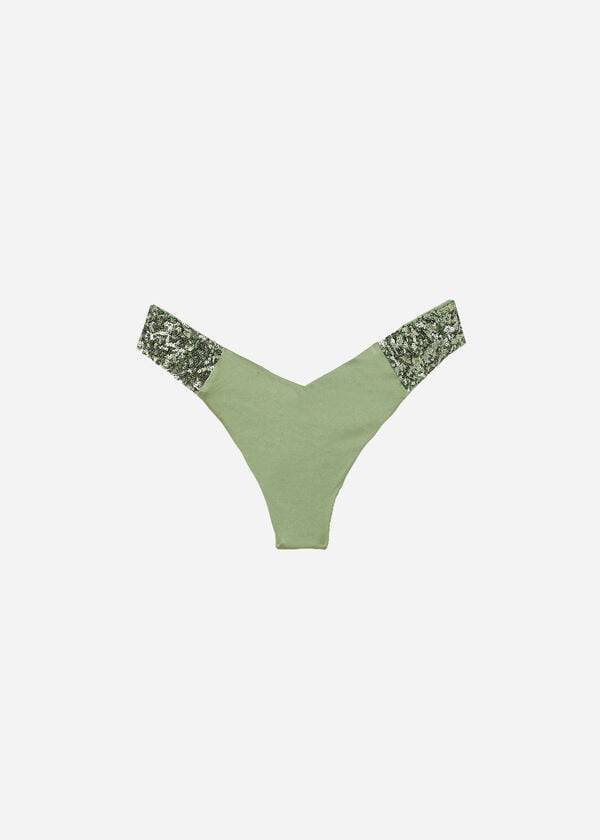 Bikini Bottoms Calzedonia Sequined High-Cut Brazilian Cannes Verdes | BR1544DN