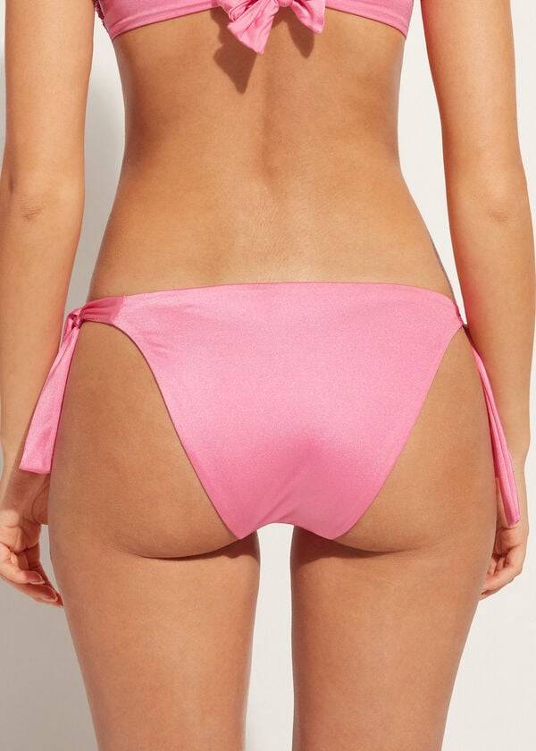 Bikini Bottoms Calzedonia Sequined Side-Tie Cannes Rosa | BR1550LH