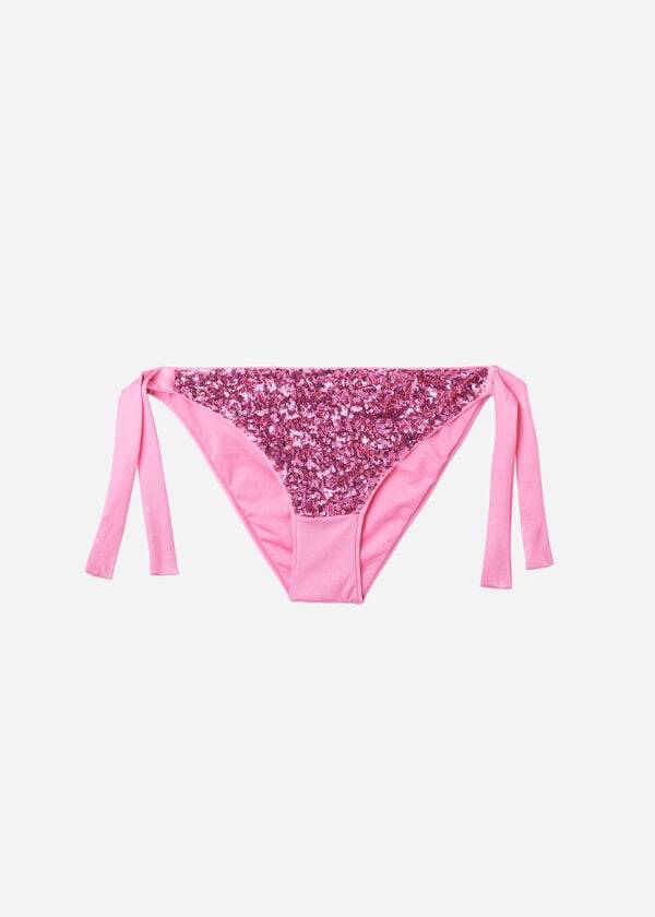 Bikini Bottoms Calzedonia Sequined Side-Tie Cannes Rosa | BR1550LH