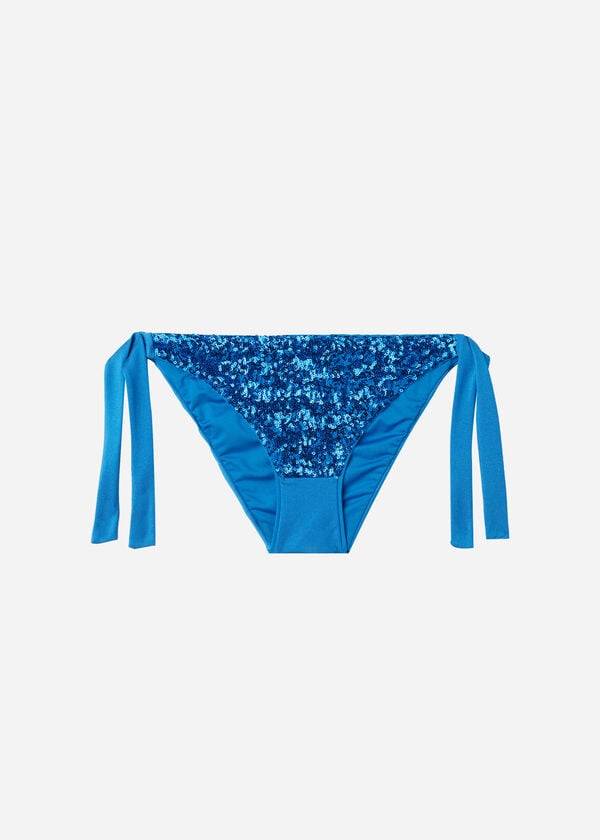 Bikini Bottoms Calzedonia Sequined Side-Tie Cannes Azuis | BR1551ZG