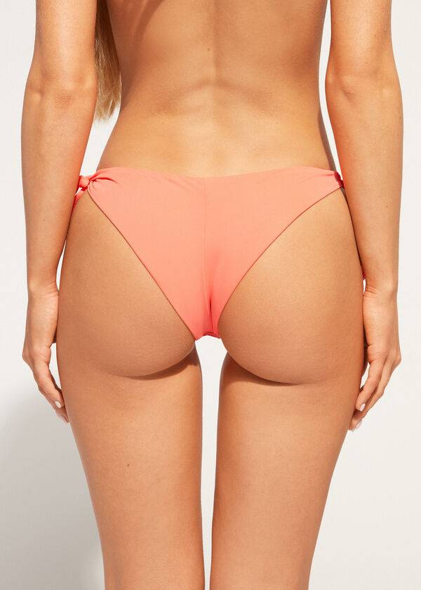 Bikini Bottoms Calzedonia Side Tie Brazilian Corfù Coral Laranja | BR1558QZ