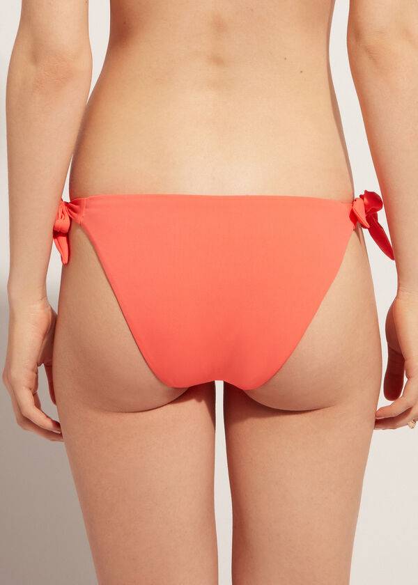 Bikini Bottoms Calzedonia Side Tie Corfù Coral Laranja | BR1561RW