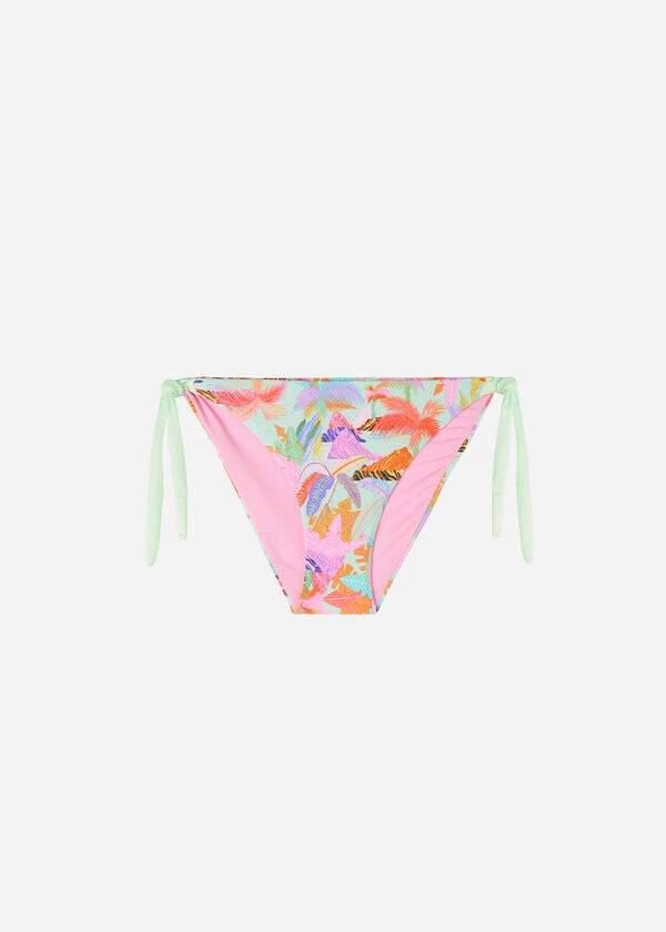 Bikini Bottoms Calzedonia Side-Tie Foliage Tahiti Verdes | BR1569SO