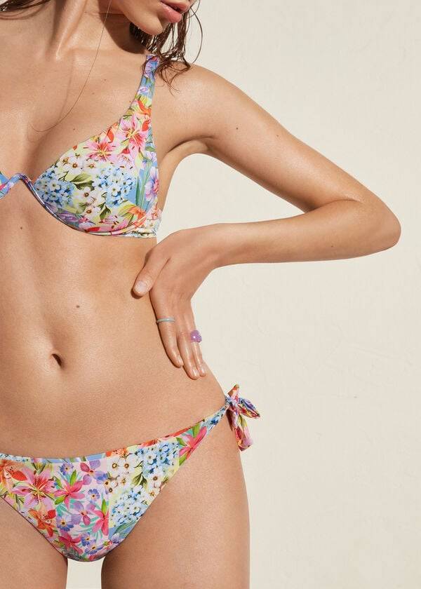 Bikini Bottoms Calzedonia Side Tie Minorca Eco Multicoloridas | BR1565IS