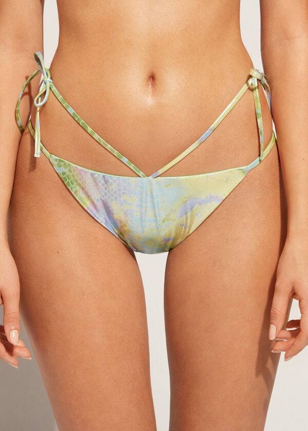 Bikini Bottoms Calzedonia Snake-Pattern Brazilian String Las Palmas Verdes | BR1574JJ