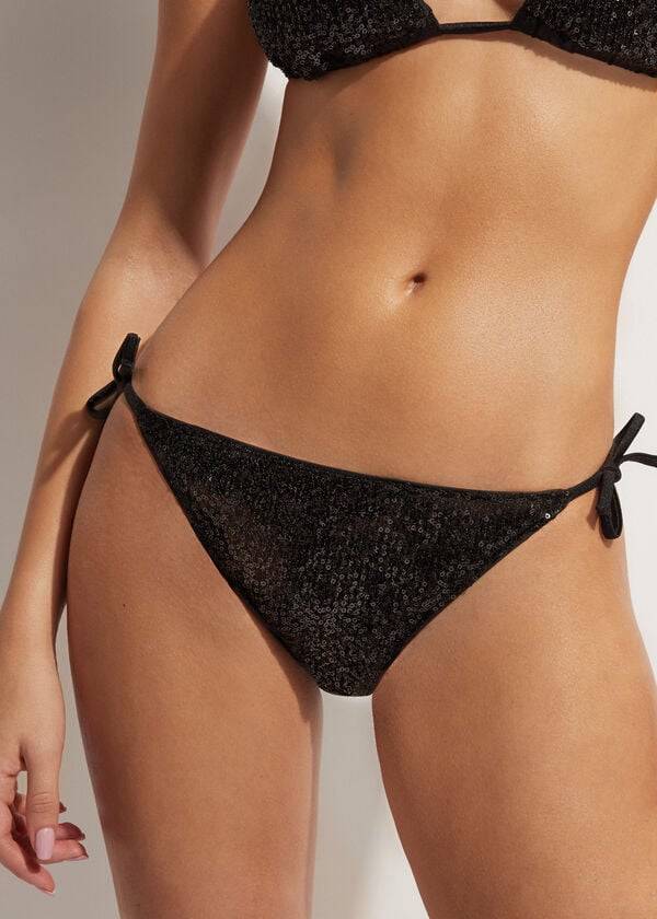 Bikini Bottoms Calzedonia String Cannes Pretas | BR1585WY