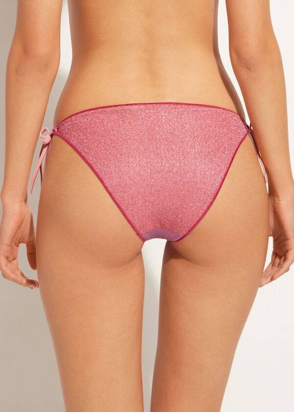 Bikini Bottoms Calzedonia String Tie Lamé Lisbona Rosa | BR1621SO