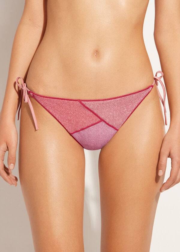 Bikini Bottoms Calzedonia String Tie Lamé Lisbona Rosa | BR1621SO