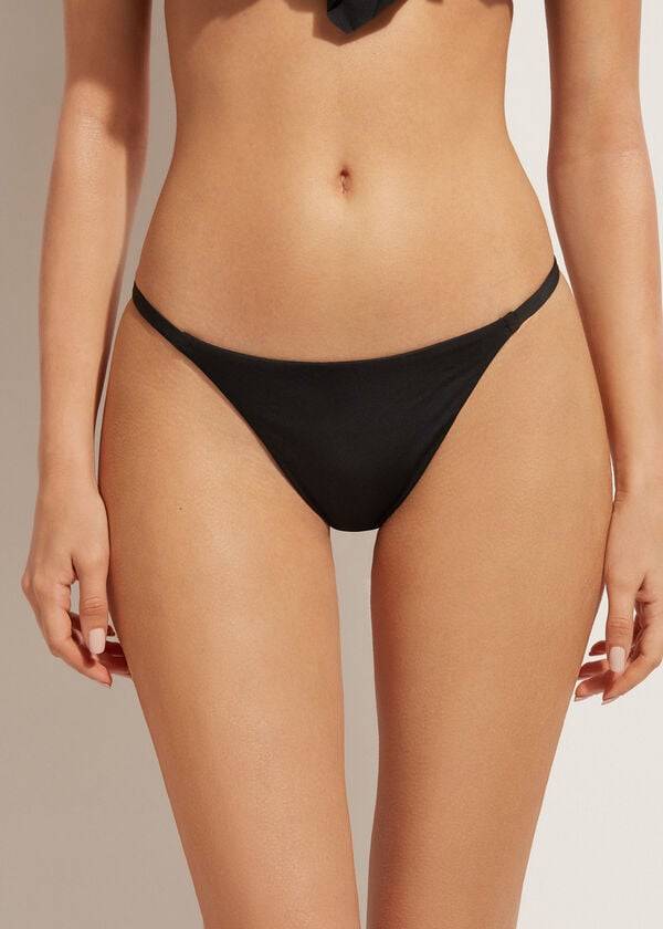 Bikini Bottoms Calzedonia Thong Indonesia Eco Pretas | BR1633BC