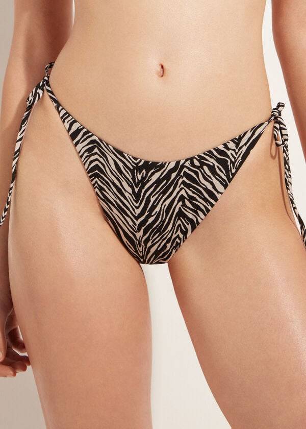 Bikini Bottoms Calzedonia Thong Zebra Nairobi Pretas | BR1641YU