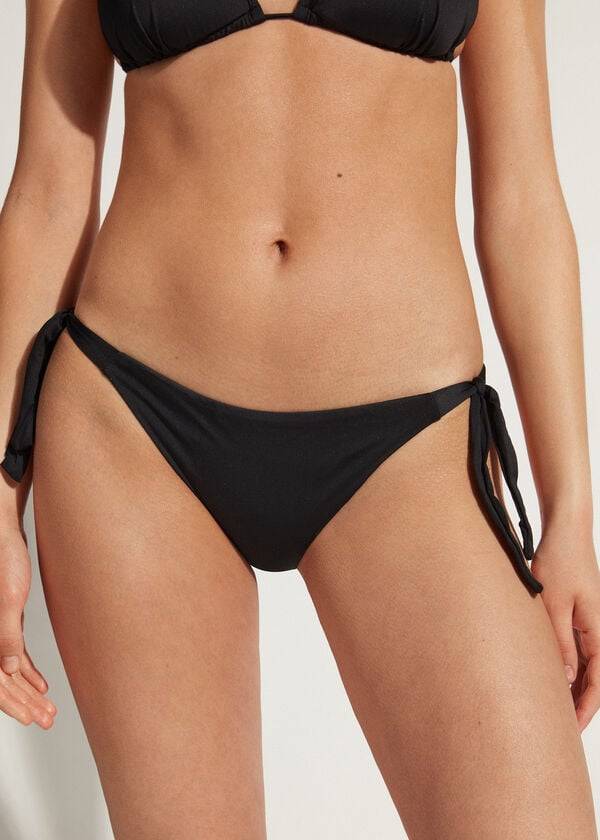 Bikini Bottoms Calzedonia Tied Indonesia Pretas | BR1645PQ