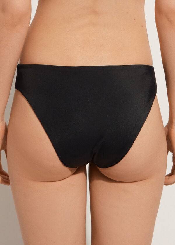 Bikini Bottoms Calzedonia Tulle Insert Tokyo Pretas | BR1658VD