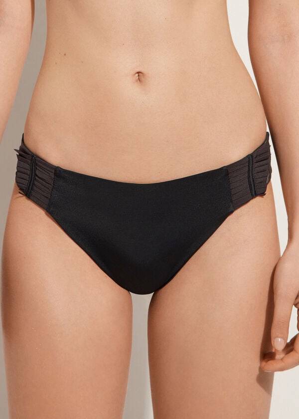 Bikini Bottoms Calzedonia Tulle Insert Tokyo Pretas | BR1658VD