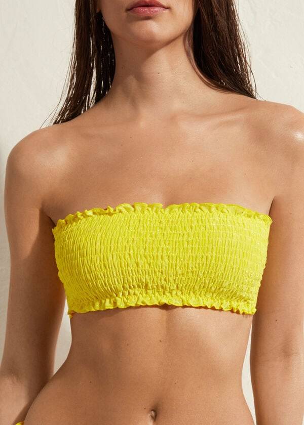 Bikini Tops Calzedonia Bandeau Formentera Amarelas | BR1691RW