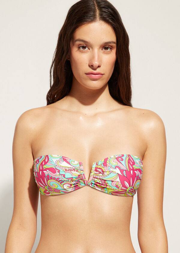 Bikini Tops Calzedonia Bandeau Londra Rosa | BR1696OR