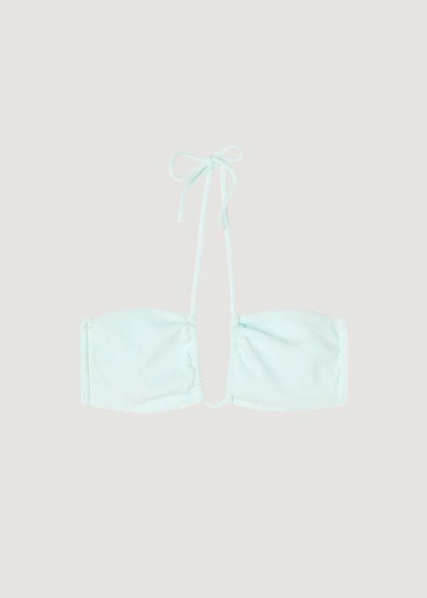 Bikini Tops Calzedonia Drawstring Bandeau Beverly Hills Eco Azuis | BR1710VD