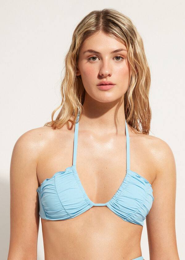 Bikini Tops Calzedonia Drawstring Bandeau Islamorada Azuis | BR1711BC