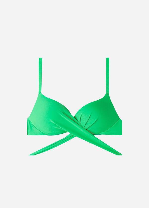 Bikini Tops Calzedonia Graduated Padded Push Up Indonesia Verdes | BR1721IS