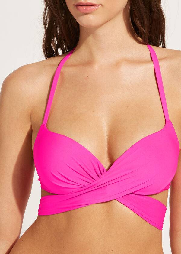 Bikini Tops Calzedonia Graduated Padded Push Up Indonesia Rosa | BR1722OR